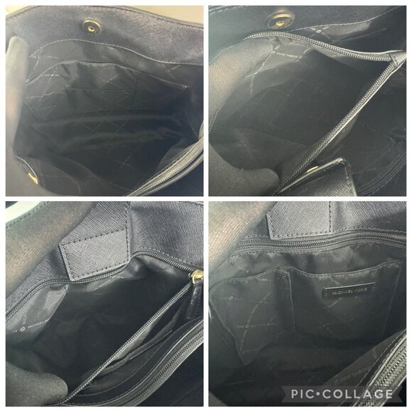 Authentic Michael Kors Black Saffiano Leather Floral Embossed Shoulder Bag - Picture 11 of 14